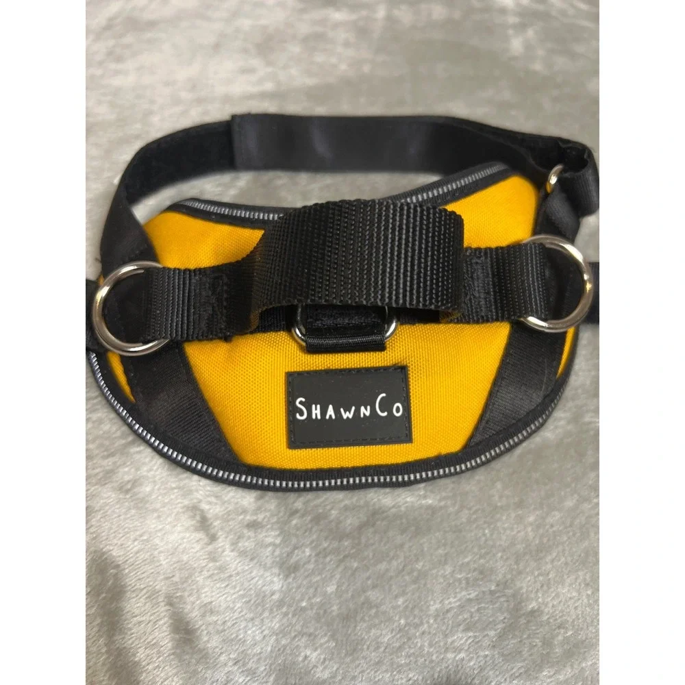 ShawnCo Essential Dog Harness Yellow Black Reflective‎ Padded Mesh/ D ring Small